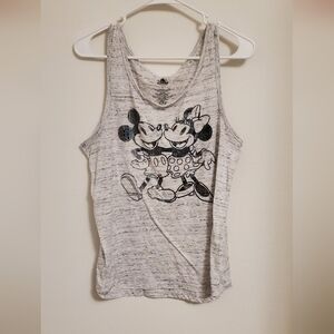 Disney Parks Gray Marbled Mickey and Minnie Iridescent Tank Top Size Large